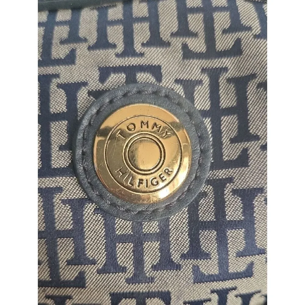 Tommy Hilfiger Navy and Cream Monogram Satchel